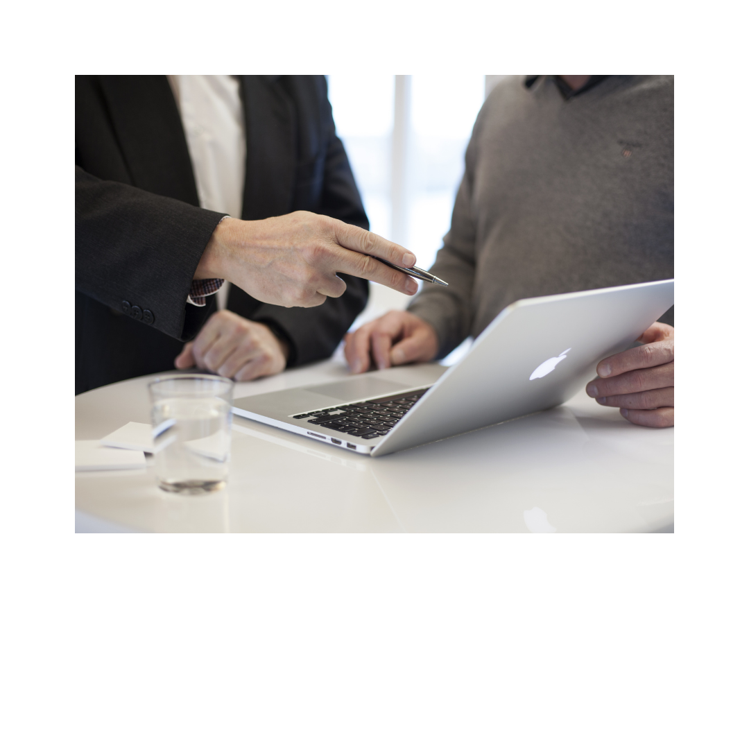 Professional business consultation meeting with consultant pointing at laptop screen